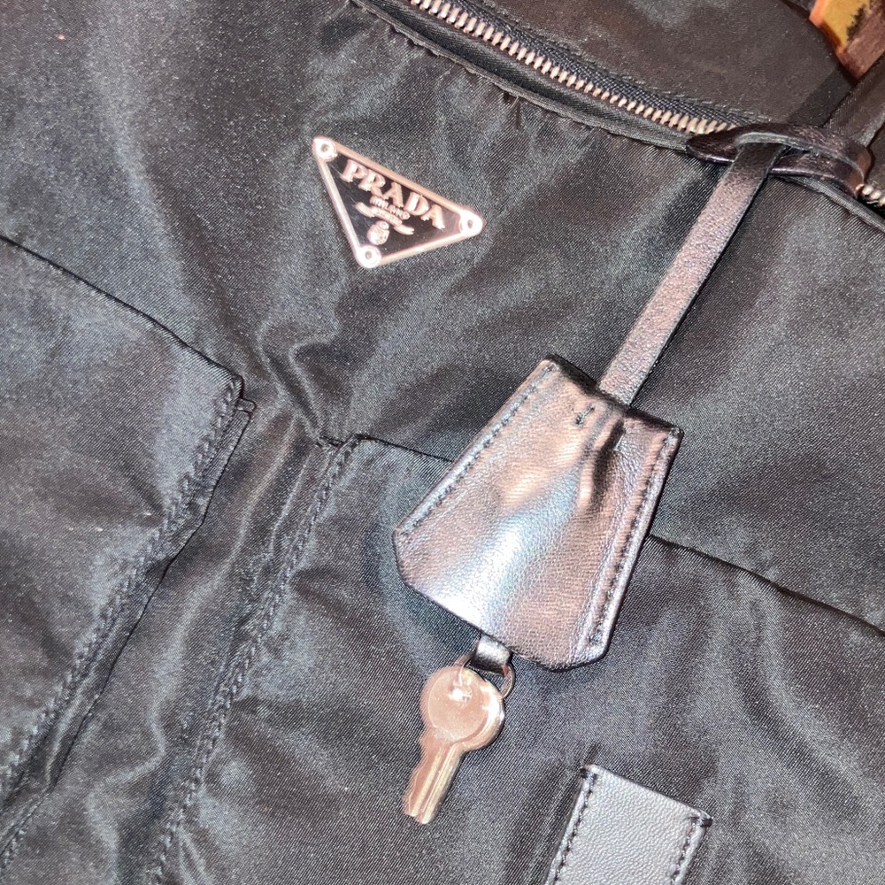 Prada Black Nylon Handbag with keys and lock - Picture 3 of 5